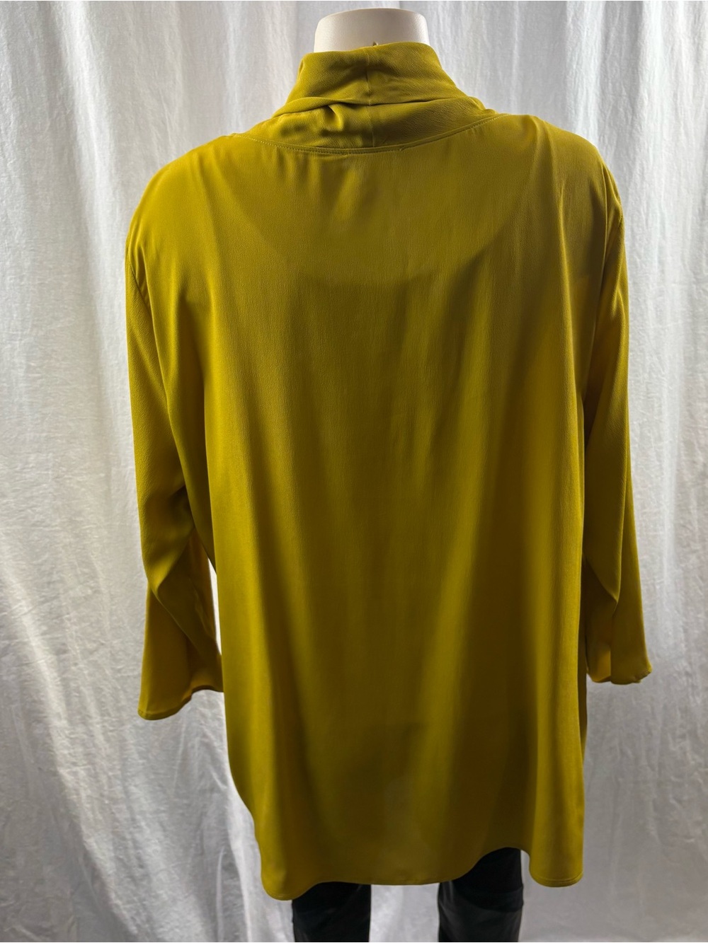 Elena Miro Yellow Mustard Silk Draped Neck Top Size 18 - Picture 2 of 11